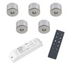 Lot de 5 Mini Spot LED 3W pour montage en saillie blanc chaud dimmable avec bloc d'alimentation radio et télécommande
