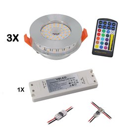 Spot encastré LED 12VDC 3W 3000K blanc chaud aluminium pour meubles IP44