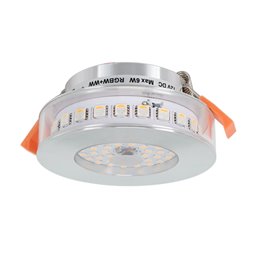 Set di faretti da incasso con moduli LED da 5W con adattatore di rete dimmerabile e cornice di montaggio in ottica argento spazz