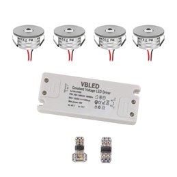 Set of 4 "Pialux" mini recessed spotlights 3W 700mA 190lm warm white with dimmable power supply unit
