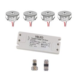 Set van 4 LED Aluminium Mini Inbouwspots 3000K met 6W LED Transformator - Zwart