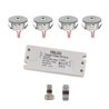 Set van 4 3W "NOVOS" mini inbouwspots warm wit 3000K 12V DC incl. LED transformator