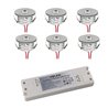 6er Set 3W Mini-Einbauspot Einbaustrahler "NOVOS" warmweiß 3000K 12V DC Warmweiss Inkl.LED Trafo