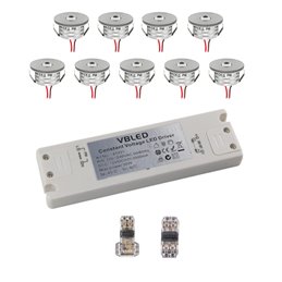 Set van 6 3W mini inbouwspots "NOVOS" warm wit 3000K 12V DC Warm wit Incl.LED transformator