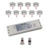 Set van 9 3W mini inbouwspots 3000K "NOVOS" incl. LED transformator en stekker