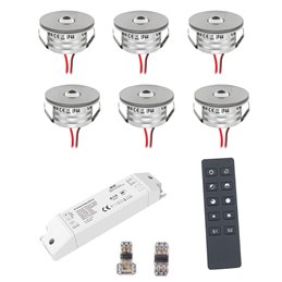 mini spot da incasso a 3W LED - Minispot "OCULOS" - 12V DC - IP44 - 3000K - Orientabile - Argento