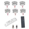 Set of 6 wireless 3W mini recessed spotlights "NOVOS "3000K incl.LED transformer and connector