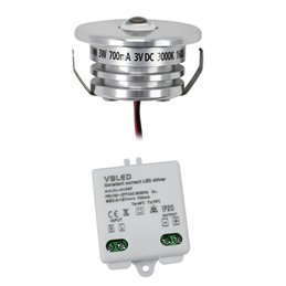 Juego de 10 Mini Focos Empotrables de 1W IP65 Blanco Cálido Incl.Transformador LED 12W 12V DC