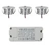 Set de 3 mini spots encastrés "Pialux" 3W 700mA 190lm blanc chaud avec bloc d'alimentation dimmable