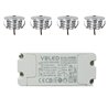 Set of 4 "Pialux" mini recessed spotlights 3W 700mA 190lm warm white with dimmable power supply unit