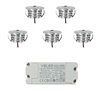 Lot de 5 mini spots encastrés "Pialux" 3W 700mA 190lm blanc chaud avec bloc d'alimentation dimmable