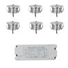 Juego de 6 mini focos empotrables "Pialux" 3W 700mA 190lm blanco cálido con fuente de alimentación regulable