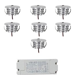 mini Spot Empotrable LED 3W - Minispot "OCULOS" - 12V CC - IP44 - 3000K - Orientable - Plata