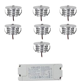 Set of 4 "Pialux" mini recessed spotlights 3W 700mA 190lm warm white with dimmable power supply unit