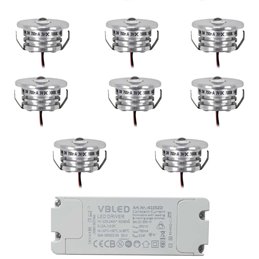 VBLED - LED-Lampe, LED-Treiber, Dimmer online beim Hersteller kaufen|6-er Set 1W LED Aluminium Mini Einbaustrahler schwarz warmweiß mit RF Funk Netzteil und Fernbedienun