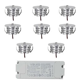 mini Spot Empotrable LED 3W - Minispot "OCULOS" - 12V CC - IP44 - 3000K - Orientable - Plata