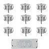 Lot de 9 mini spots encastrés 3W 700mA 160lm blanc chaud avec bloc d'alimentation LED dimmable