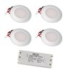 Set di 4 faretti da incasso LED 12VDC 3W 3000K bianco caldo alluminio Apparecchio per mobili da incasso