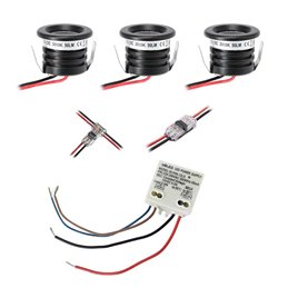 1W LED Mini Inbouwspot - "FOCOS" Minispot - 12V DC - IP20 - 3000K - Zwenkbaar - Zwart