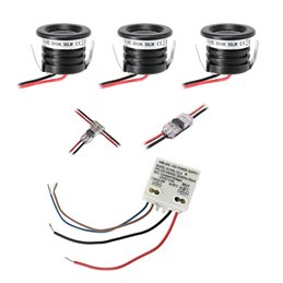 3 KIT "VISUM" 1W Recessed Mini Spot IP65 Warm White Incl. 6W LED Transformer