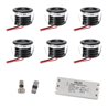 6 KIT "VISUM" Mini Spot encastré 1W IP65 Blanc Chaud Incluant Transformateur LED 12V