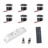 6 KIT "VISUM" mini spot encastré aluminium 1W blanc chaud avec alimentation radio RF 12VDC