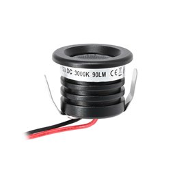 Set van 2 1W LED Aluminium Mini Inbouwspots met Voeding - Zwart