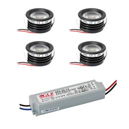 Set van 12 1W Mini LED inbouwspots warm wit met voedingsunit