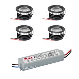 VBLED - LED-Lampe, LED-Treiber, Dimmer online beim Hersteller kaufen|2er-Set 1W LED Mini Einbauspot"ALDYNE" schwarz - 12VDC mit LED Trafo