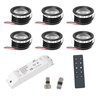 6 KIT "FORTIS" Mini spot encastré aluminium 3W LED blanc chaud avec alimentation radio RF 12VDC