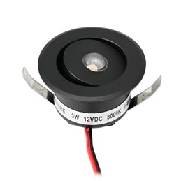 3W LED Mini Recessed Spot - "OCULOS" Minispot - 12V DC - IP44 - 3000K - Swivel - Black