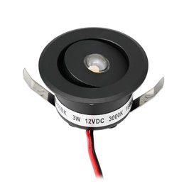 mini Spot encastré LED 3W - "OCULOS" Minispot - 12V DC - IP44 - 3000K - Orientable - Argenté