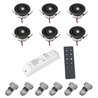 Set di 6 mini faretti da incasso a LED da 3W - "OCULOS" Minispot 3000K con alimentatore radio e telecomando nero