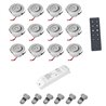 Set de 12 mini spots encastrés LED 3W - "OCULOS" Minispot 3000K avec alimentation radio et télécommande Silver