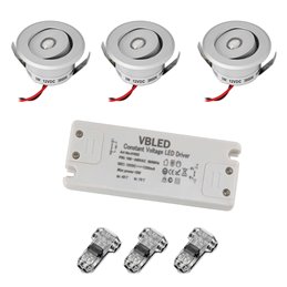 3W LED Mini Recessed Spot - "OCULOS" Minispot - 12V DC - IP44 - 3000K - Swivel - Silver