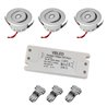Set of 3 3W LED mini recessed spotlights - "OCULOS" Minispot 3000K with power supply Silver