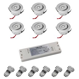 VBLED - LED-Lampe, LED-Treiber, Dimmer online beim Hersteller kaufen|6er-Set 1W LED Mini Einbauspot - "FOCOS" Minispot - 12V DC - IP20 - 3000K - Schwenkbar - Schwarz