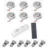 Set van 6 3W LED Mini Inbouwspots - "OCULOS" Minispot 3000K met Radiovoeding en Afstandsbediening Zilver