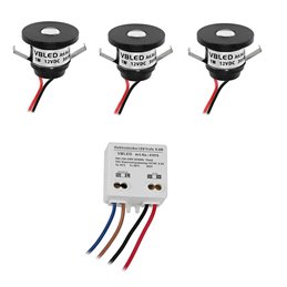 Juego de mini focos empotrables de 3W "NOVOS" blanco cálido 3000K 12V DC Blanco cálido Incl.transformador LED