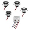 Set van 4 LED Aluminium Mini Inbouwspots 3000K met 6W LED Transformator - Zwart