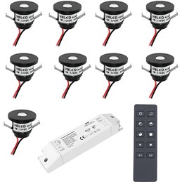 Set of 4 1W Mini LED recessed spotlights warm white with power supply unit