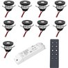 9er-Funk SET -1W VBLED LED Mini Foco Empotrable "ALDYNE" negro - 12VDC - IP65-3000K 60Lumen