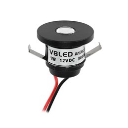 1W VBLED LED Mini recessed spotlight "ALDYNE" black - 12VDC - IP44 - 3000K