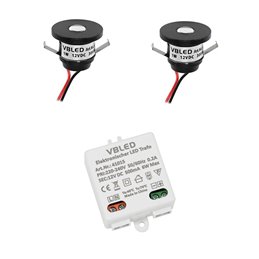 Set van 4 LED Aluminium Mini Inbouwspots 3000K met 6W LED Transformator - Zwart
