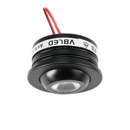 Set van 6 1W LED Mini Inbouwspots - "FOCOS" Minispot - 12V DC - IP44 - 3000K - Zwenkbaar - Zwart