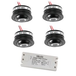 Set van 6 3W LED Mini Inbouwspots - "OCULOS" Minispot 3000K met Radiovoeding en Afstandsbediening Zilver