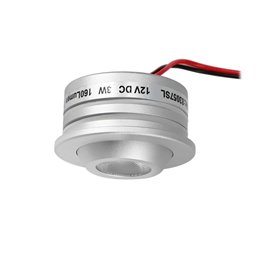 mini Spot encastré LED 3W - "OCULOS" Minispot - 12V DC - IP44 - 3000K - Orientable - Argenté