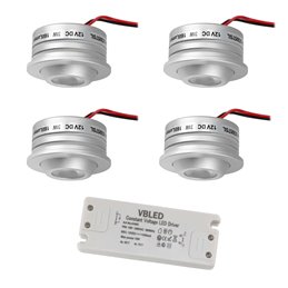Lote de 11 mini focos empotrables de aluminio LED de 3W "Luxonix" blanco cálido con fuente de alimentación regulable