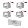 VBLED - LED-Lampe, LED-Treiber, Dimmer online beim Hersteller kaufen|4er Set Fisheye 3W LED Strahler 3000K 12VDC Schwenkbar Silber mit LED Trafo