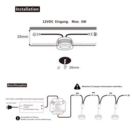 VBLED - LED-Lampe, LED-Treiber, Dimmer online beim Hersteller kaufen|3W RGBW LED Einbaustrahler 12VDC schwarz